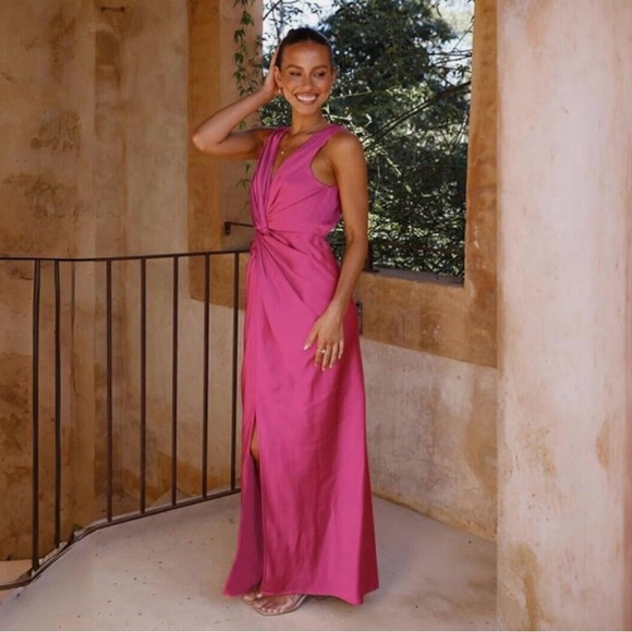 Pretty garden Sleeveless Satin Elegant Evening Dress SZ Medium NWT - Picture 5 of 11